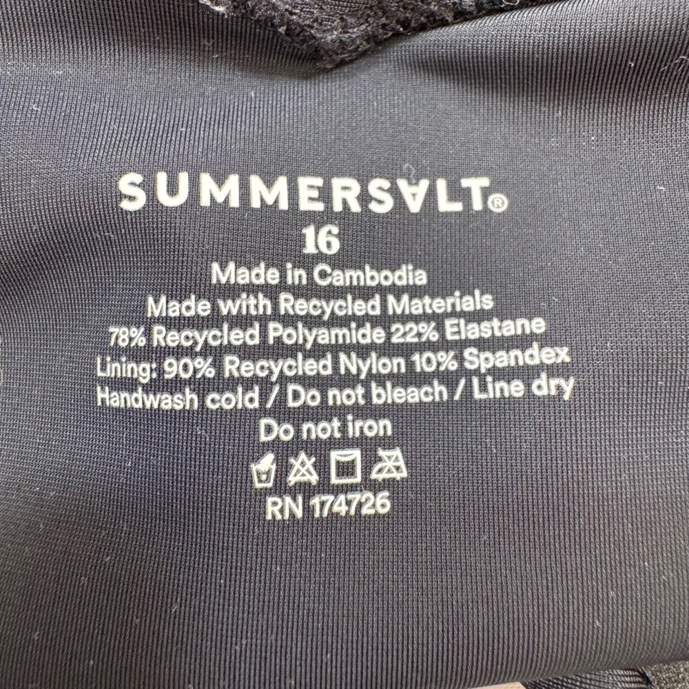 NWOT Summersalt The Perfect Wrap One-Piece Swimsuit US 16 Black V-Neck Tie Side - Picture 8 of 12